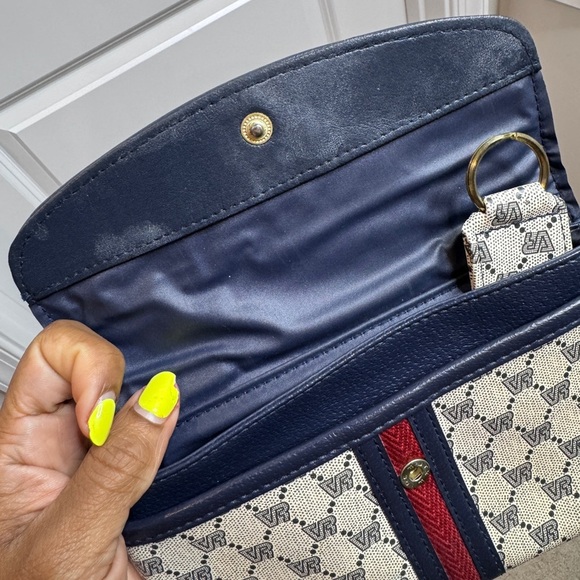 Vintage VR Classic Canvas Monogram Clutch Wallet Purse with Matching Keychain - Picture 5 of 8